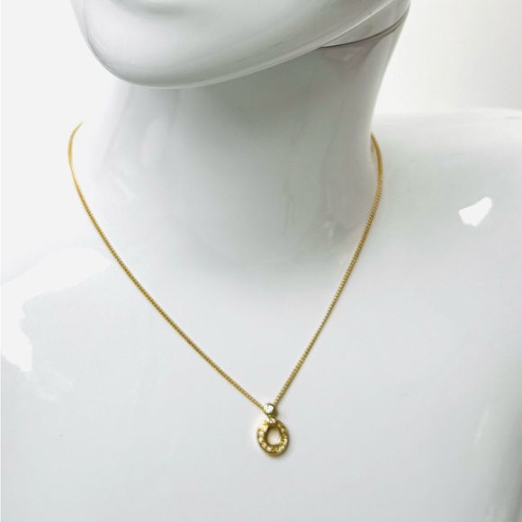 Christian Dior pendant necklace adorned with rhinestones CD clasp - Picture 1 of 5